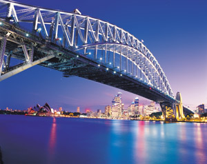 Skyline Sydneys Wahrzeichen bei ganz besonderem Licht.