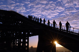 Sonnenaufgang Bridge Climb bei Sonnenaufgang.