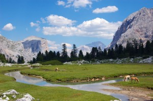 Das Land der Ladiner erstreckt sich auf etwa 1300 km2. Auf der Fanes-Alm scheint die Zeit still zu stehen. – Foto: Luis Kostner 