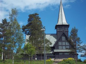 Stabkirche bei der Holmenkollen - Sprungschanze.