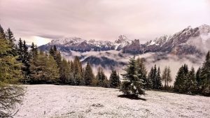 Winter im Mai in den Dolomiten bei Prags.