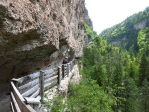 Direkt am Felsen schlängeln sich zahlreiche Wege entlang. Schwindelfrei sollte man trotz Absperrzaun schon sein. – Foto: Birgit Weichmann