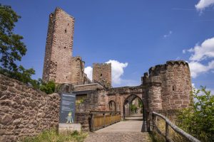 Stolz und mächtig präsentiert sich die Henneburg über der Stadt Stadtprozelten am Main. – Foto: Stadt Stadtprozelten–Tourismusverband Spessart-Mainland / Holger Leue